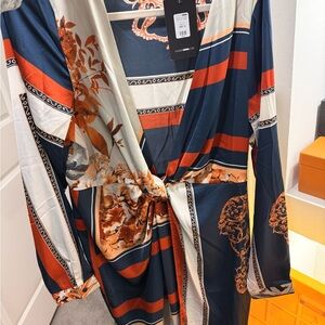 Fashion Nova Navy and Orange Mini Dress